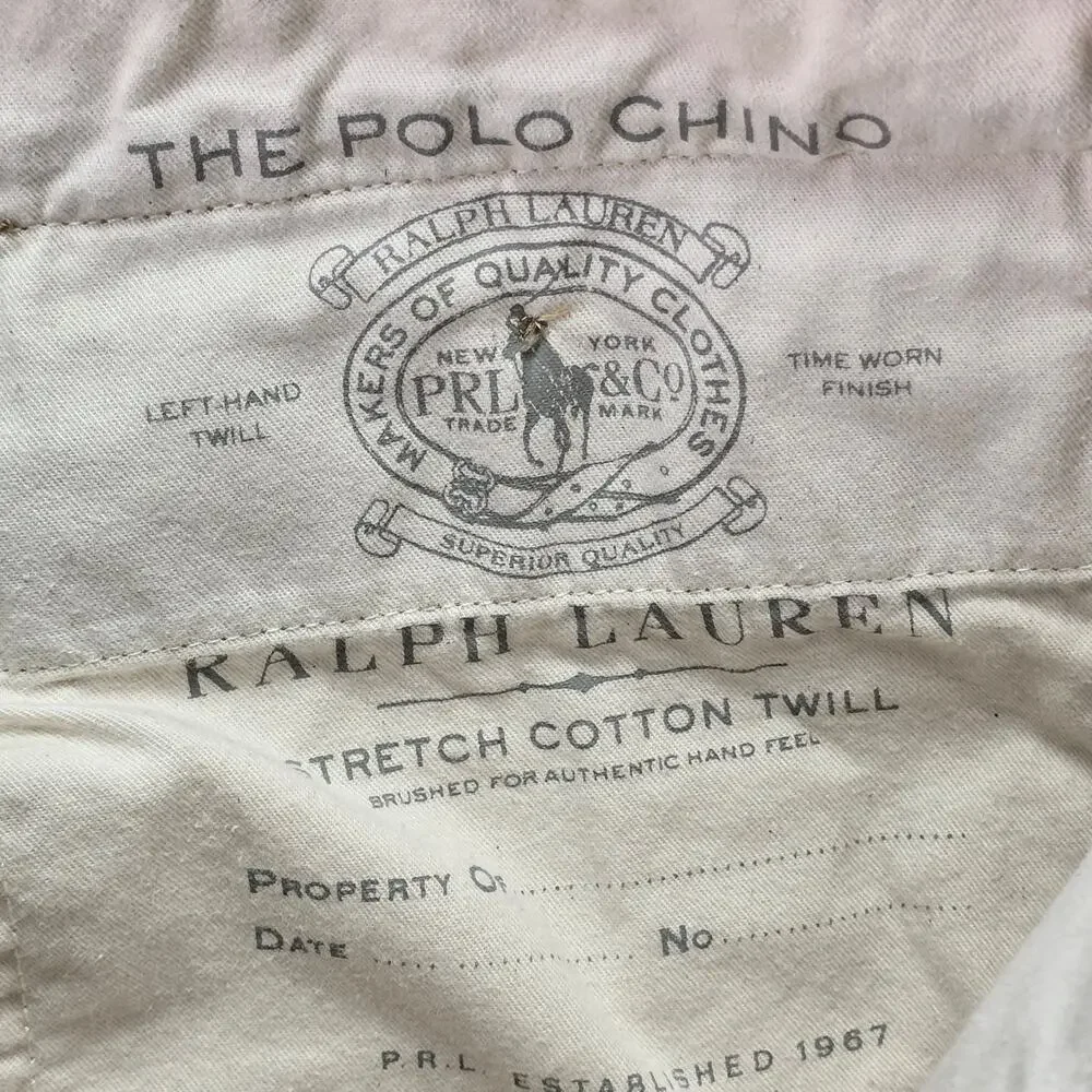 Polo Ralph Lauren Pants Mens 36x30 Khaki Collegiate All Over Print Stretch Chino